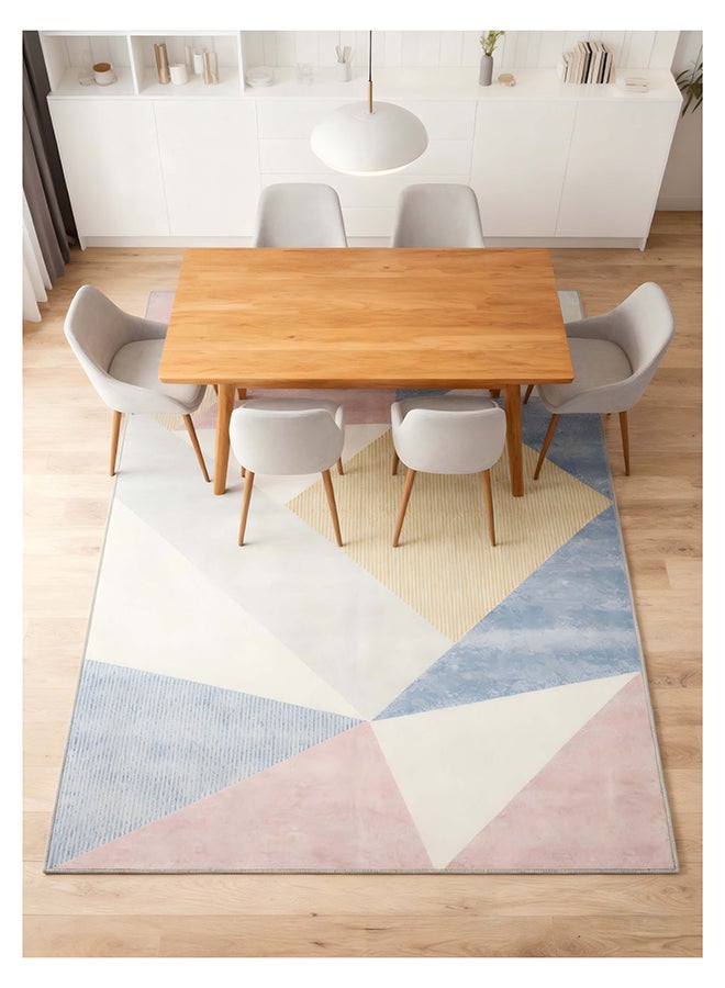 Noon East Carpet Rug Anti-Slip-  Size- 183 x 275 cm - 6x9 ft | Geometric Boho Design | Color- Dusty Pink Multi| Ideal as Carpets for Living room, Bedroom & Office - Image 2